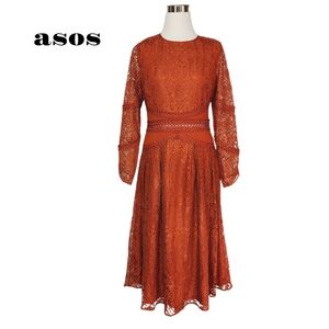 ASOS Sz 8 Pullover Lace/Crochet Midi Shift Dress.